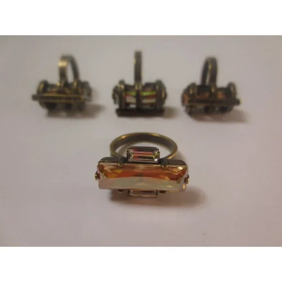 DANNIJO Paula light amber crystal Rectangle Brss ring Sz 5 NWOT $195 - Picture 8 of 8